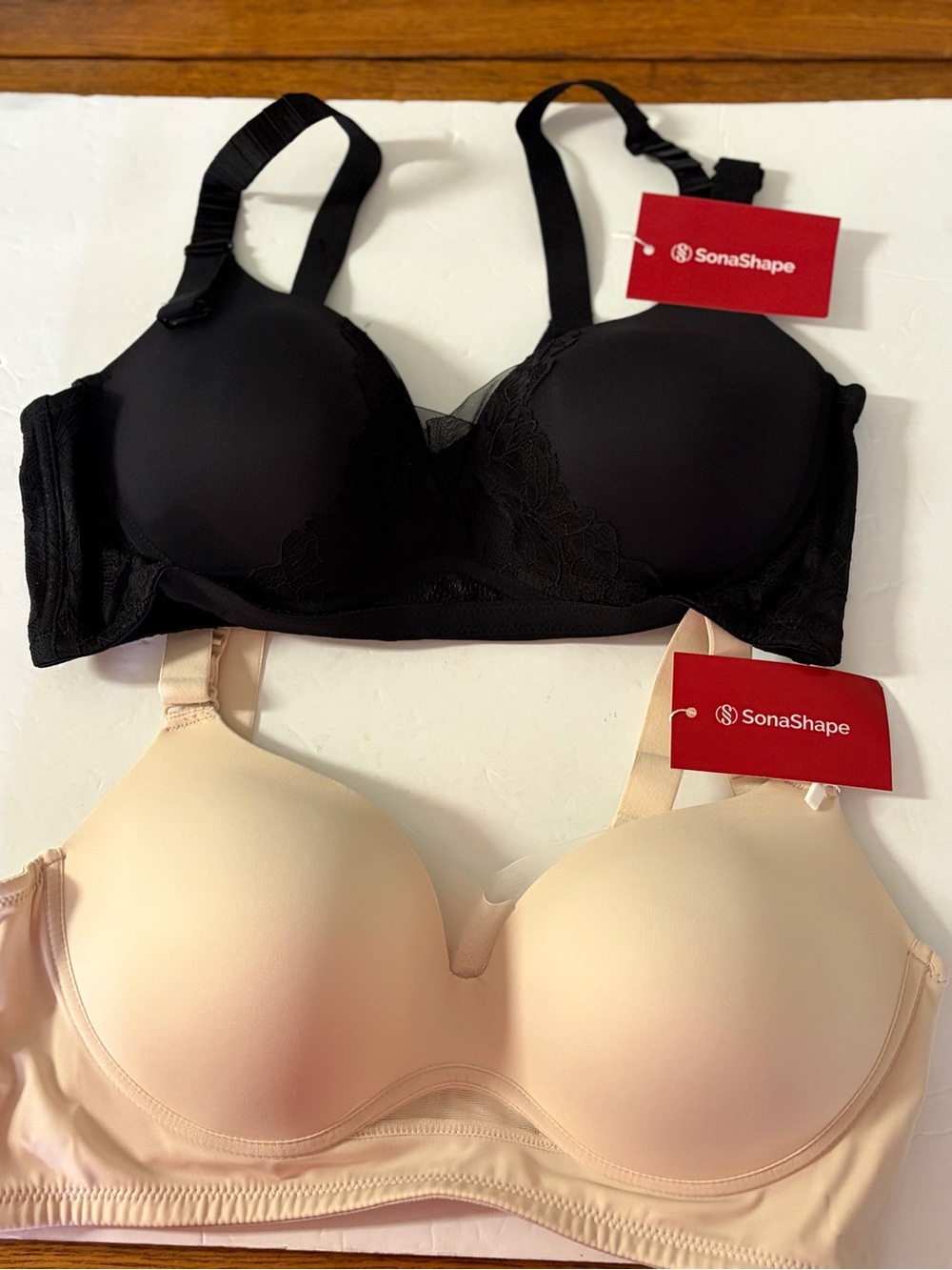 SonaShape Daily ComfortEveryday Seamless Lifting Bra - Black & Nude size 34D